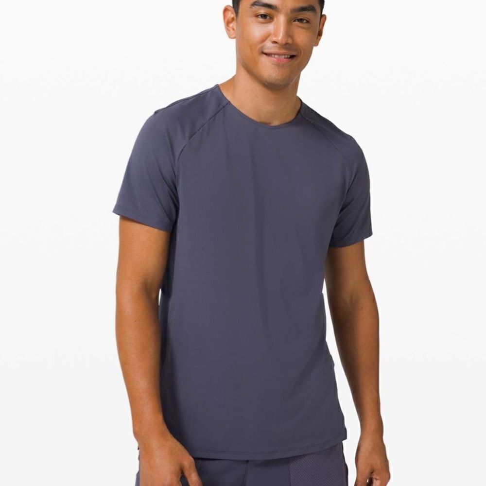 LULULEMON Pulse Motivation Short Sleeve Shirt Blue Size XXL